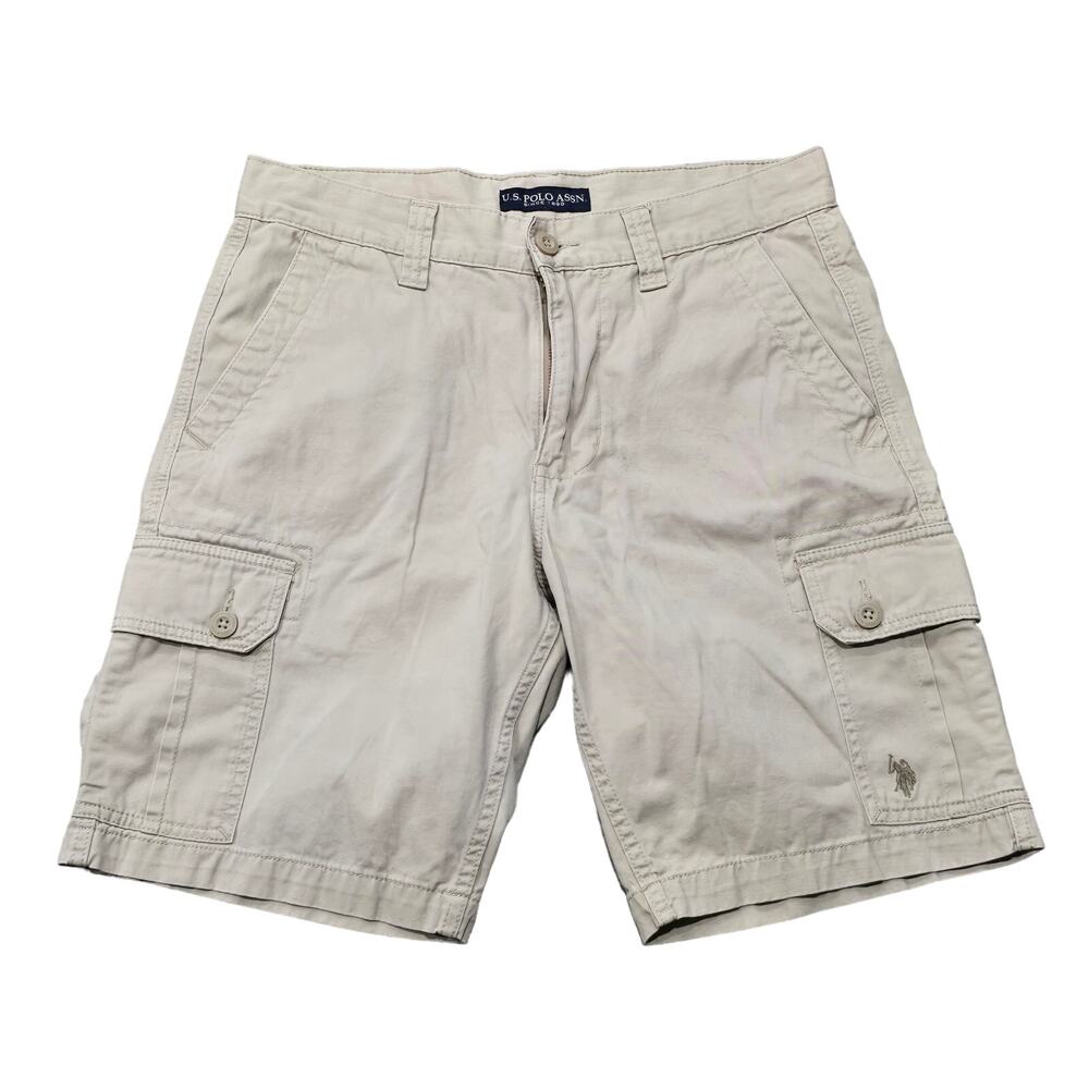 US Polo Assn. Tan Cargo Shorts Men Size 32 100% Cotton Dress Short Slacks